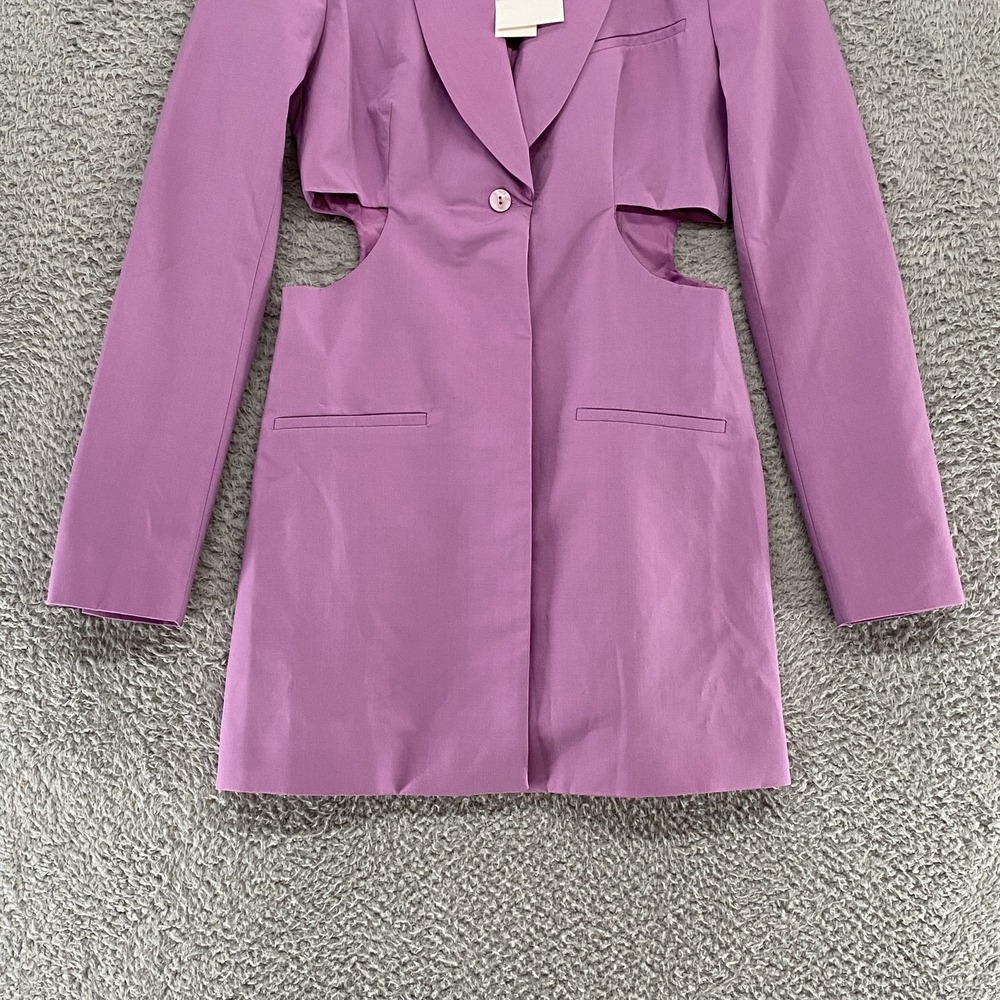 Zara Blazer Dress Womens Small Lilac Cutout One Button Jacket Office Siren - Picture 3 of 15